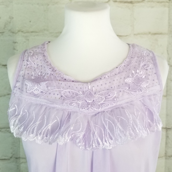 Vintage L Purple Satin Sleeveless Midi Nightie - Picture 2 of 6